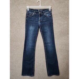 NY&C New York & Company Bootcut Jeans Womens 0 Blue Dark Wash Whiskers Stretch